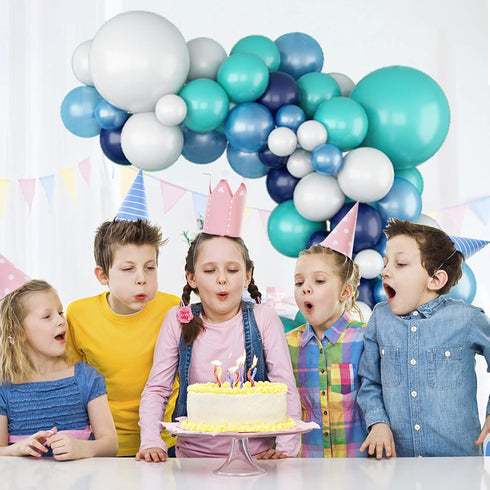 Teal Balloon Garland Arch Kit, Navy Blue Light Blue Teal White Turquoise Aqua Latex Balloons Garland Kit for Boys Girls Women Bridal Baby Shower O...