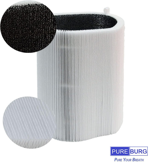 PUREBURG Replacement Filters Compatible with Blueair Blue Pure 411 Air Purifiers,2-Pack H13 HEPA Activated Carbon 2-IN-1 Air Clean...