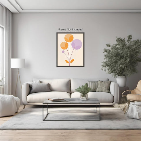 Posterizer 1 pcs-minimalist dainty flowers in orange and purple art 1-Abstract & Modern Art-Floral & Botanical Art-Chic Home Decor- unframed wall ...