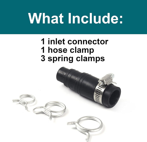 TonGass DWC-00 Dishwasher Connector Kit - Easiest and Fastest Dishwasher Drain and Disposal Connector - 1 Inlet Connector, 1 Hose Clamp, and 3 Spring Clamps