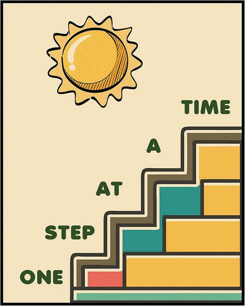 Posterizer 1 pcs-One Step at a Time positive message typography-Motivational & Inspirational Art Gift for Men Women Entrepreneur Teens Decor for...