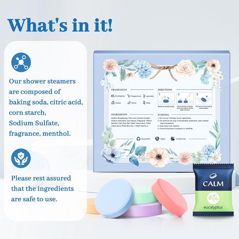 Shower Steamers 6 Count, Shower Steamers with Natural Ingredients, 6 Different Scents & Individually Wrapped, Christmas and Birthday Good Option f...