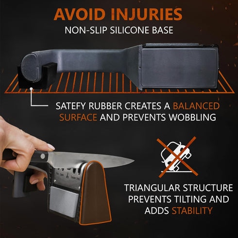 4 Stage Knife Sharpener Tool with Professional 800 Grit Whetstone, Premium Kitchen Knife Sharpener, Manual Knife Sharpener, Blade Sharpener, Sciss...