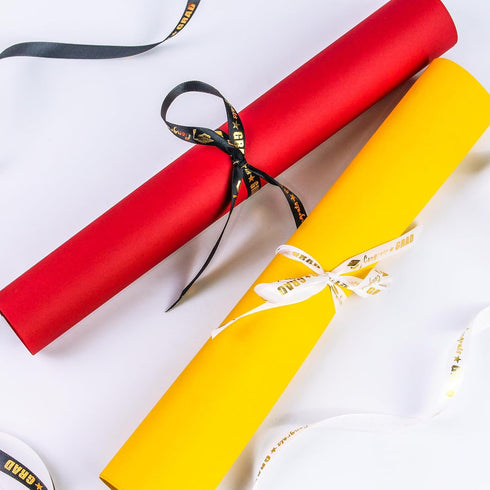 2 Rolls 50 Yards Graduation Ribbon 3/8 Inch Wide, Congrats Grad Gold Satin Ribbon for Gift Wrapping Class of 2024 Graduation Party Decorations DIY...