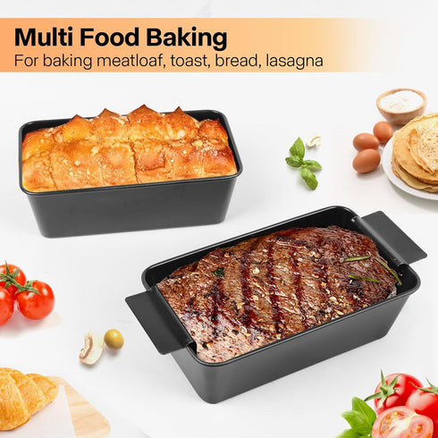 4 Pack Meatloaf Pan with Drain Tray, Nonstick Meat Loaf Pan with Drip Tray, 9x5 Inch Meat Loaf Pan with Insert Easy Removal Perforated, Bakeware P...
