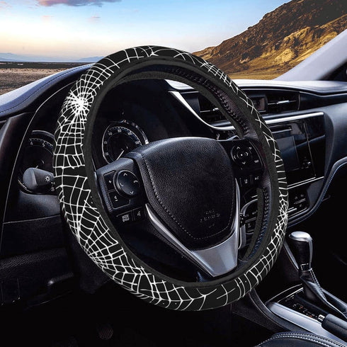 Retro Halloween Web Spider Steering Wheel Cover for Women, Girls 15 inch Universal Auto Car Anti Slip Wrap Steering Wheel Covers Fit for Vehicles,...