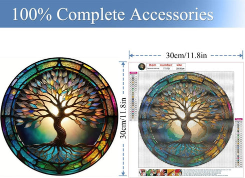 JFYHAB 5D Diamond Painting Kits Life of Tree Stained Glass DIY Diamond Full Round Drill Diamond Art Painting for Adults Tree Diamond Painting Full...