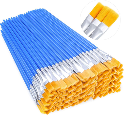 100Pcs Small Paint Brushes Bulk, Anezus Flat Top Acrylic Classroom Brush for Kids Mini Paint Brushes for Touch Up Crafts Detail Painting...