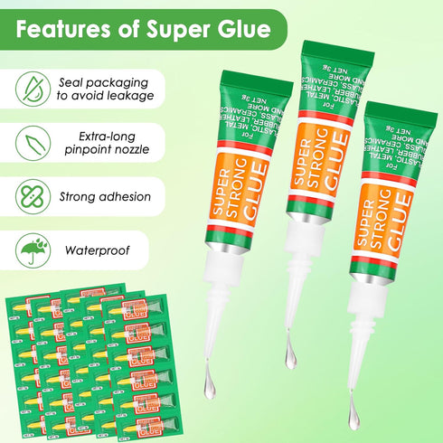 30 X 3G Multipack Superglue Cyanoacrylate Adhesive, Instant Bonding Mini Single Use Tubes for Plastic, Wood, Metal, School Crafts, Rhinestone Jewe...