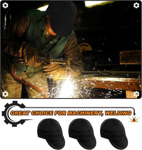 3 Pcs Welding Caps Welding Hats for Men Flame Resistant Cotton Welders Caps Mesh Inside Liner Welding Helmet Beanie Elastic Low Crown Hat for Elec...