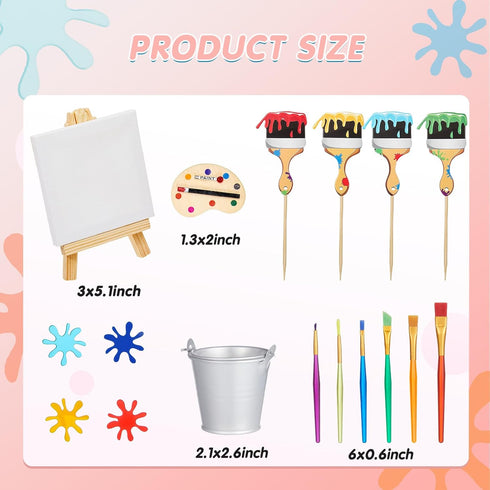Taiyin 34 Pcs Art Cake Decorations Paint Brush Cupcake Toppers Art Paint Cake Topper Artboard Palette Cake Topper Artist Themed Cake Decor for Gir...