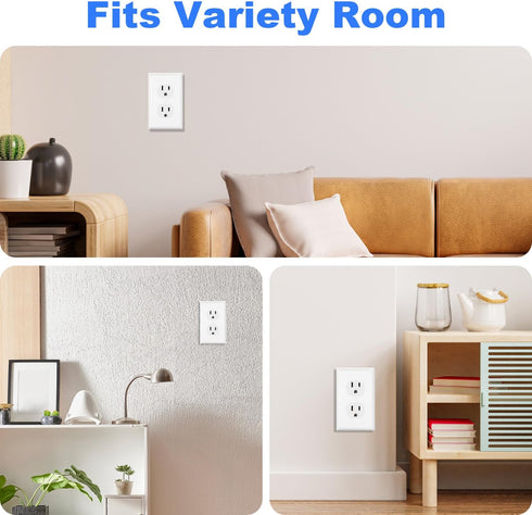 Duplex Wall Plates, Electric Receptacle Outlet Cover with Screws, 1-Gang Standard Size 2.76"W x 4.5"H, Glossy White (20 Pack)...