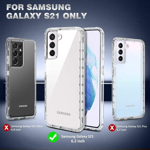 KIOMY Clear Case for Samsung Galaxy S21, 360 Full Body Protection Heavy Duty Shockproof Dual Layers Design, Raised Hard PC Front Cover with Build ...