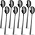 HANSGO 8PCS Stainless Steel Spoons, Dinner Spoons with Long Handles 8.5 Inch Soup Spoons Table Spoons Black for Kitchen Home...