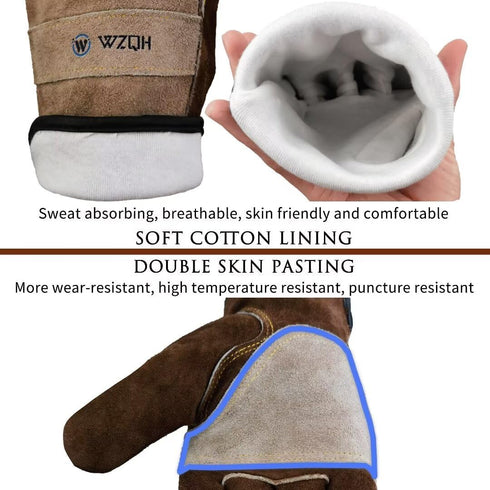 Leather Work Gloves for Men or Women. Large Glove for Gardening, Tig/Mig Welding, Construction, Chainsaw, Farm, Ranch, etc. Cowhide, Cotton Lined,...
