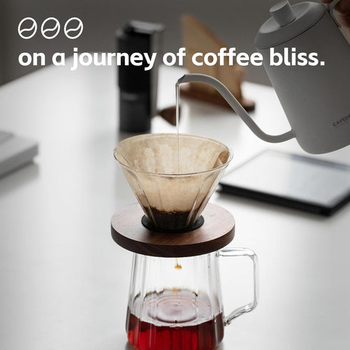 Coffee Dripper, Resuable Pour Over Coffee Maker With Walnut Pedestal, Detachable Pour Over Coffee Dripper, Single Cup Coffee Pour Over, 02 (Borosi...