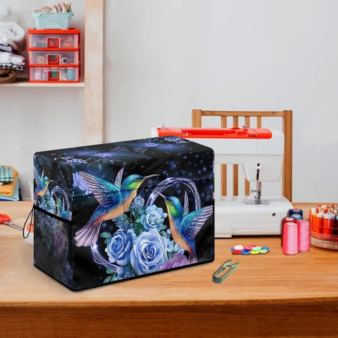 Hummingbird Floral Pattern Sewing Machine Dust Cover with Pocket for Sewing Machine Accessories Compatible with Singer and Brother Sewing Machine ...