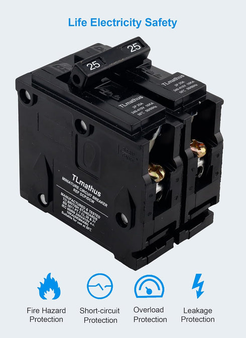 ?????? ?????????????? 25 Amp 2 Pole Type QP Circuit Breaker Plug-in Mount Standard MCB Thermal Magnetic Protection, 10KA 120/240V, Compatible with...