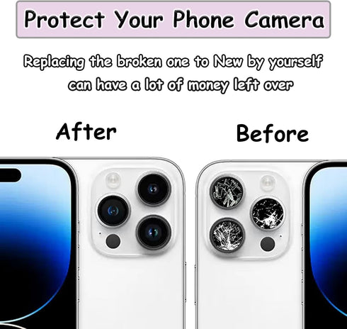 14 Pro Back Rear Camera Lens Glass Replacement for iPhone 14 Pro and iPhone 14 Pro Max Camera Glass Replacement with pre-Installed Adhesive and Re...