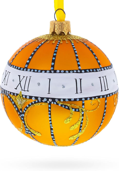 1899 Madonna Lily Clock Royal Egg Glass Ball Christmas Ornament, 3.25 Inches...