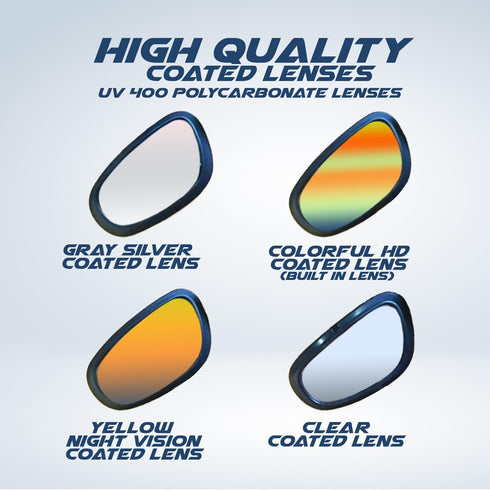 Motorcycle Riding Glasses Kit - 4 Lenses - Polarized, Smoke, Yellow, And Clear. Plus Case, Cleaning Cloth, And Strap Motorcycle Accessories. By Ge...