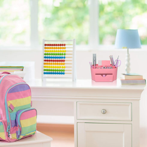Pink Desk Organizer for Office Supplies and Desk Accessories - Pen Holder Desktop Organization for Room College Dorm Home School (Pink)...