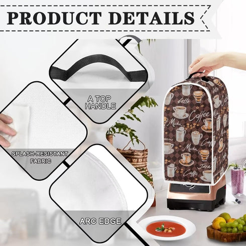Blender Dust Cover Coffee Theme Appliance Covers for kitchen Stand Mixer or Coffee Maker Cover Polyester Dust Proof Blender Cover with Top Handle...