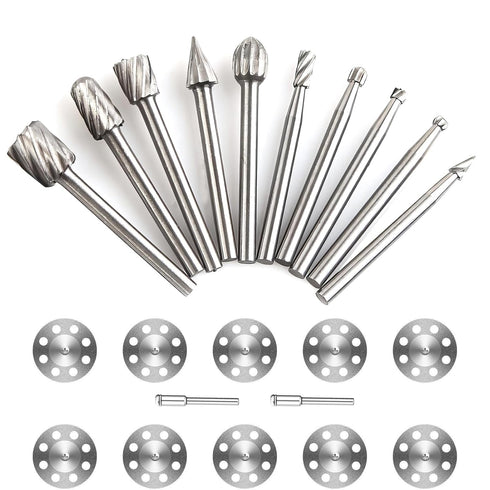30PCS HSS Wood Carving and Engraving Router Bit Set with 1/8"(3mm) Shank, High-Speed Steel Rotary Burrs for DIY Woodworking, Drilling, and Milling...