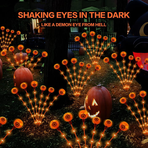 Scary Eyeballs Solar Halloween Lights Outdoor,2PACKS 12LED Halloween Decorations with 3D Floating Scary Eyeballs Magic Lights,Solar Spooky Lights ...