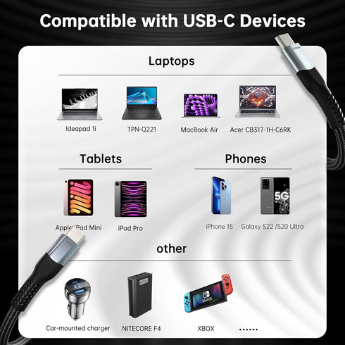240W USB 4 Cable 6.6ft, Supports 8K@60Hz HD Display & 40Gbps Data Transfer, USB C to USB C Fast Charging for iPhone 15/Pro/Plus/Pro Max, Samsung G...