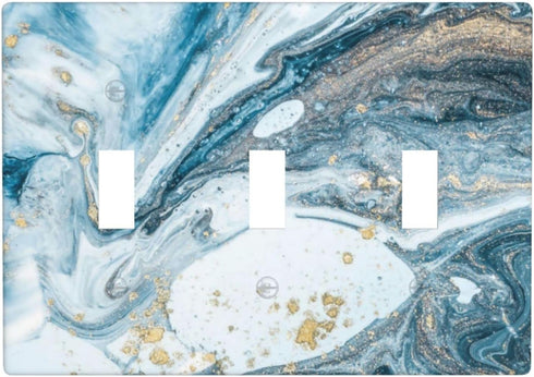 Blue Marble Light Switch Cover 3 Gang Wall Plate Triple Toggle Switch Plate Covers, Abstract Decorative Light Switch Plates for Office Home, 4.50 ...