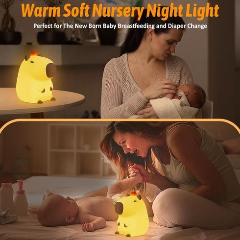 FULLOSUN Capybara Night Light, Capybara Gifts, Funny Capybara Birthday Gifts for Children Women Teenage Girls Boy Toddler - ABS+SIL Portable Squis...