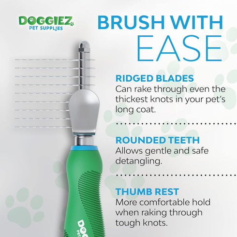 Pet Dematting Comb for Dogs & Cats - Long Hair to Medium with Safety Edge Matted Fur Rake Blades - Undercoat Mat, Tangle & Knot Remover Grooming T...