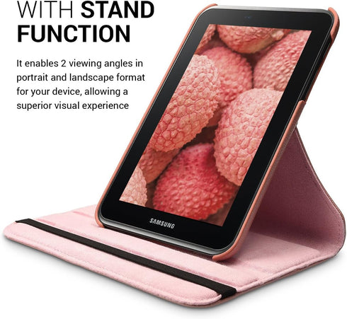 kwmobile Rotating Case Compatible with Samsung Galaxy Tab 2 7.0 P3110 / P3100 - Case PU Leather Tablet Cover with Stand - Rose Gold...
