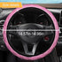 LoyaForba Bling Leather Steering Wheel Cover with Crystal Diamond, Universal 14.5-15 Inch Soft Anti-Slip Elastic Sparkly Protector for Steering Wh...