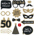Fully Assembled 50th Birthday Photo Booth Props - Set of 30 - Black & Gold Selfie Signs - 50th Party Supplies & Decorations - Cute Bday Designs wi...