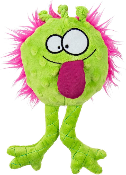goDog PlayClean Germs Squeaky Plush Dog Toy with Odor-Eliminating Essential Oils, Chew Guard Technology - Lime, Small...