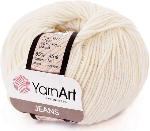 55% Cotton 45% Acrylic YarnArt Jeans Sport Yarn 1 Skein/Ball 50 gr 174 yds (3)...