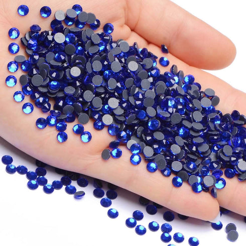 3000 Pieces Hot Fix Glass Flatback Rhinestones HotFix Round Crystal Gems (Sapphire, SS10)...