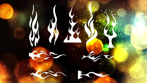 Reusable Tribal Flames and Pin Stripe Stencil 11" x 8.5" - Custom Fire Design for Dynamic Crafts...