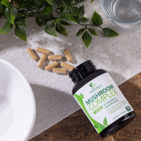 Mushroom Supplement - 10 Mushroom Complex Blend - Lions Mane, Reishi, Turkey Tail, Chaga, Cordyceps, Shiitake, Maitake - Nootropic Brain Supplemen...