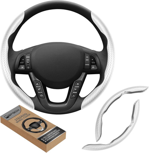 GSPSCN Universal Car Carbon Fiber Steering Wheel Cover Anti-Skid,Butterfly Steering Wheel Cover,Non-Slip Segmented Steering Wheel Protector,Fit fo...