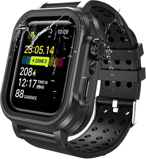 Hensinple Waterproof Case For Apple Watch Band 45mm Series 8/7 with Case, IP68 Waterproof Case built-in Screen Protector 360 Full Protective Shock...