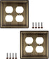 SleekLighting | Wall plates Decorative Beveled Antique Brass | Electric Outlet and Switch Covers| Style: 2 Gang Duplex (2 Pack)...