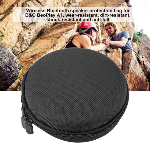 Bluetooth Speaker Bag Portable Full Bluetooth Speaker Storage Bag Case for A1with Carabiner for Transportation, Travelling, Outdoor Activities Bla...
