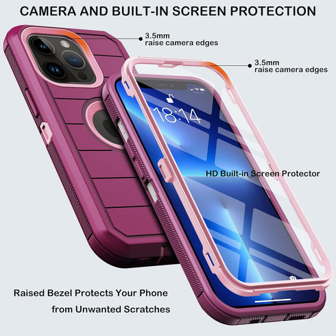 for iPhone 13 Pro Case with Belt Clip Holster & Kickstand,Built-in Screen Protector,Heavy Duty Shockproof Drop Protection Military Grade Full Body...