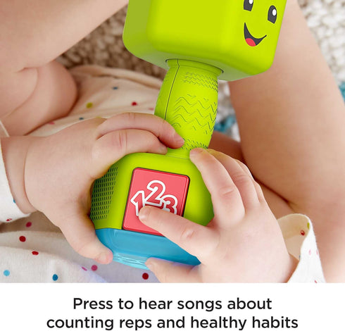 Fisher-Price Baby & Toddler Toy Laugh & Learn Countin’ Reps Dumbbell Rattle with Learning Lights & Music for Infants Ages 6+ Months...