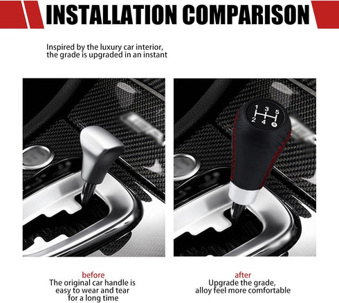 1 PC Car Shift Knob Head, 1.96 x 3.5 x 0.7 5 Speed Manual Shift Lever with Adapter Accessories, Leather Easy Grip Shift Knob Replacement, Universa...