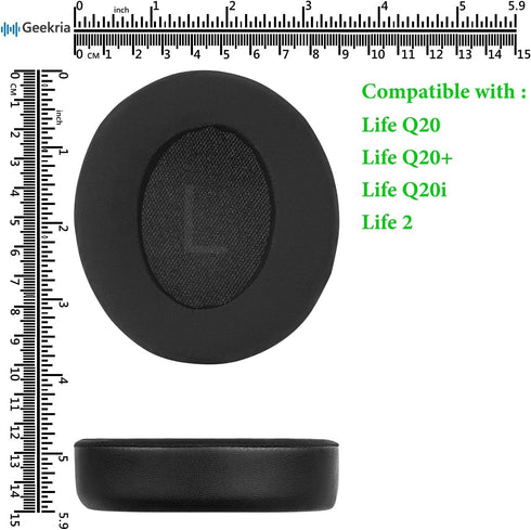 Geekria Sport Cooling-Gel Replacement Ear Pads for Anker Soundcore Life Q20, Life Q20+, Life Q20i, Life 2 Headphones Ear Cushions, Headset Earpads...