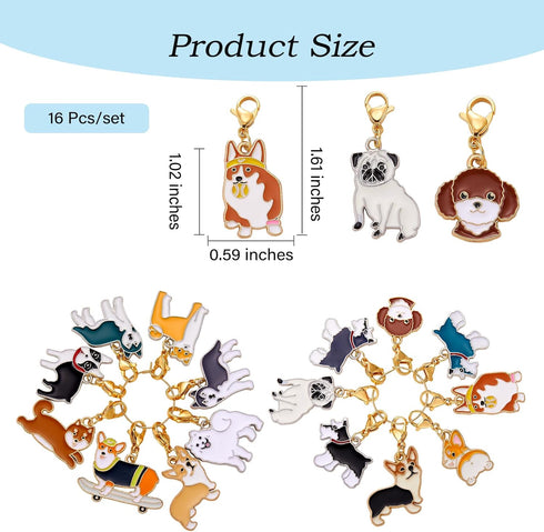 16Pcs Stitch Markers for Knitting Crochet Alloy Enamel Removable Lobster Claw Clasps for Knitting Weaving Sewing Quilting Handmade Jewelry (Dog)...